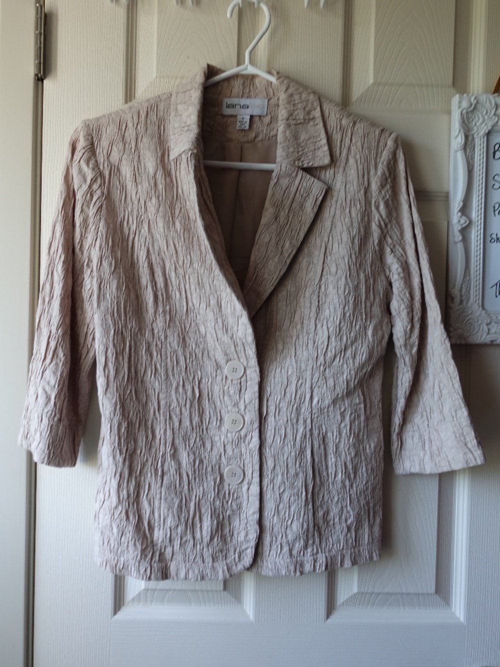 COTTON Lana Lee 58% Cotton Beige Crinkled Blazer
